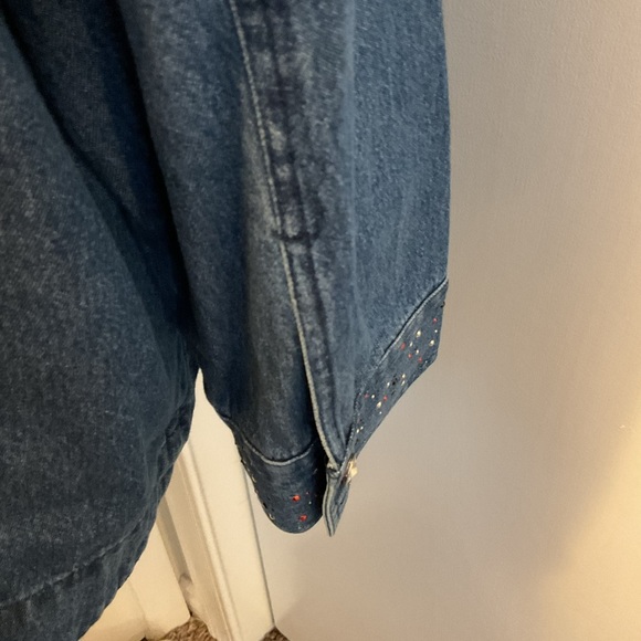 2. NWT Liz & Me Signature Beaded Red, Black N Silver Jean Jacket Size 2X - Picture 10 of 11